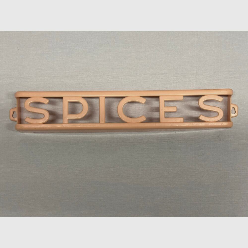 Vintage Lustro-ware pink orange SPICES wall rack shelf Mid Century Kitschy